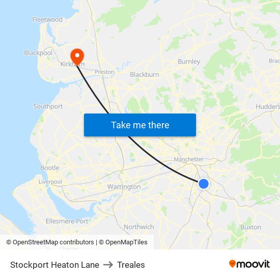 Stockport Heaton Lane to Treales map