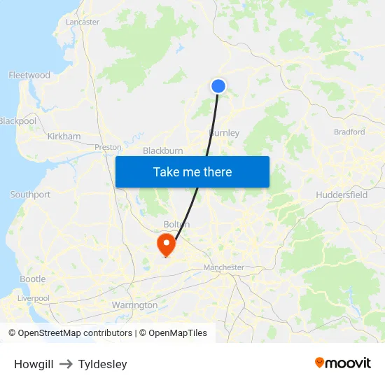 Howgill to Tyldesley map