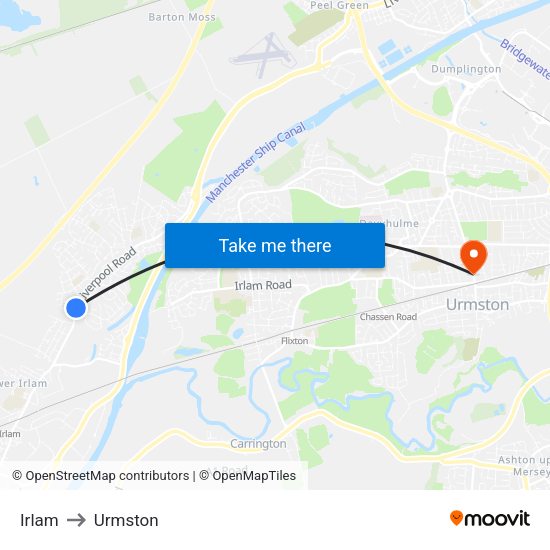 Irlam to Urmston map