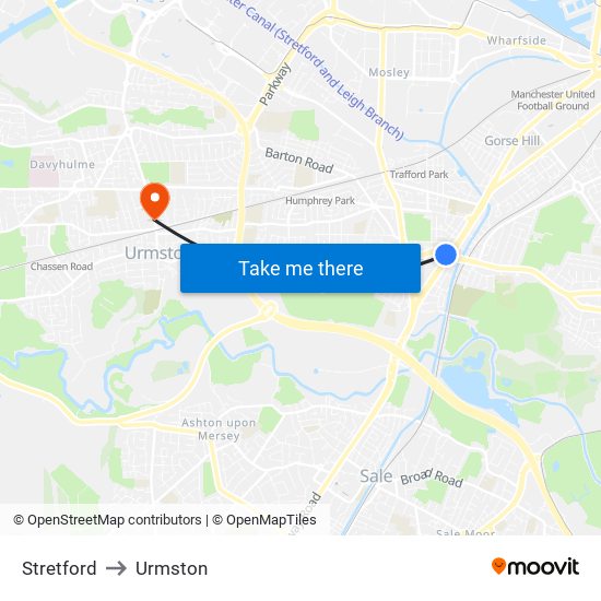 Stretford to Urmston map
