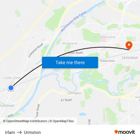Irlam to Urmston map
