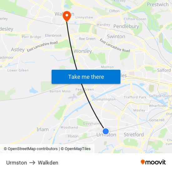 Urmston to Walkden map