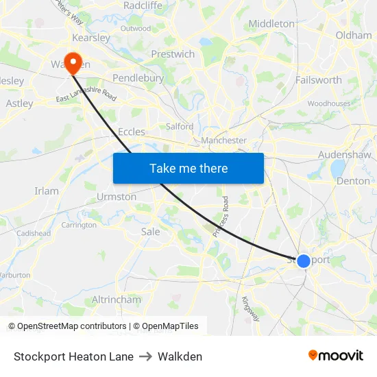 Stockport Heaton Lane to Walkden map