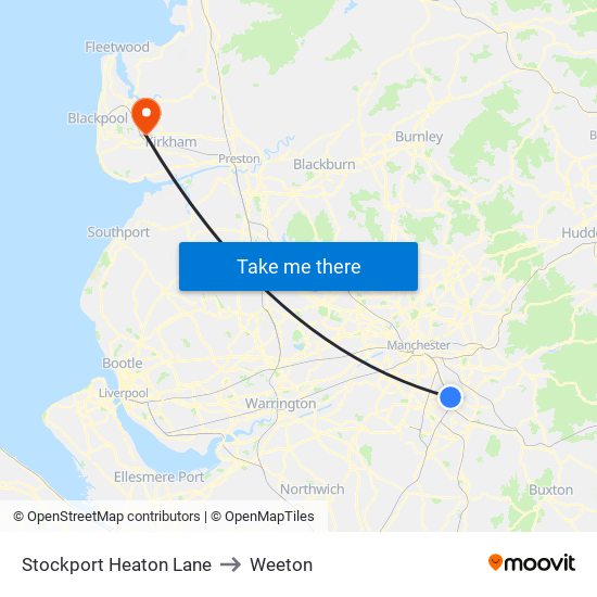 Stockport Heaton Lane to Weeton map