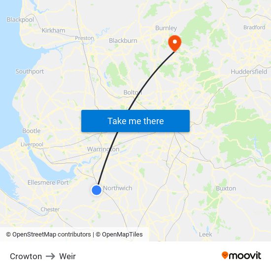 Crowton to Weir map