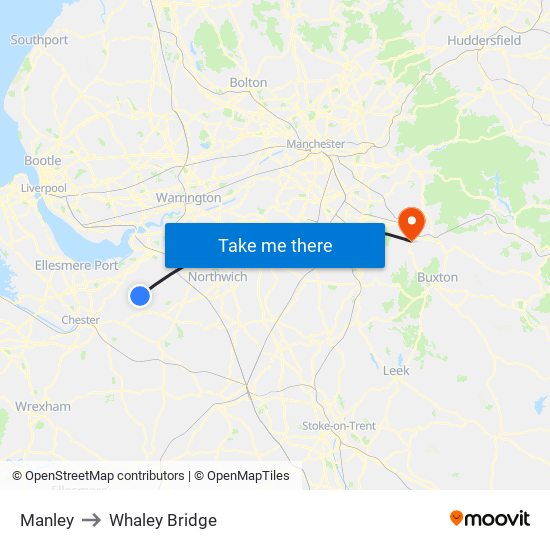 Manley to Whaley Bridge map
