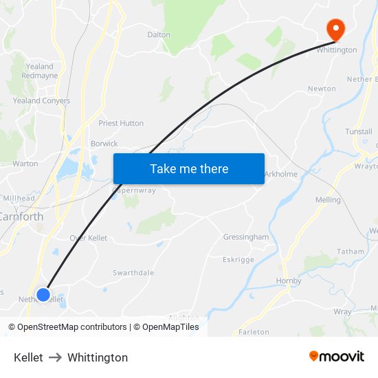 Kellet to Whittington map