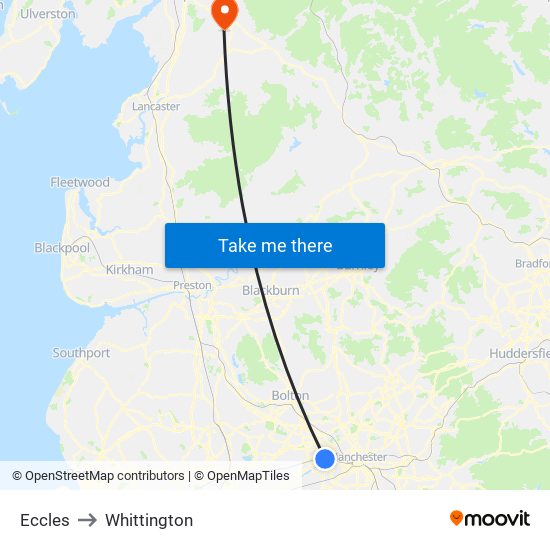 Eccles to Whittington map