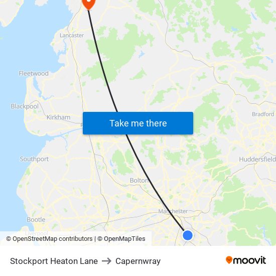 Stockport Heaton Lane to Capernwray map