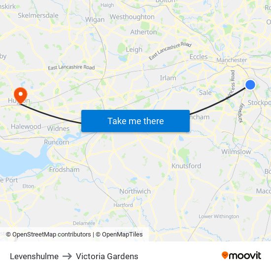 Levenshulme to Victoria Gardens map