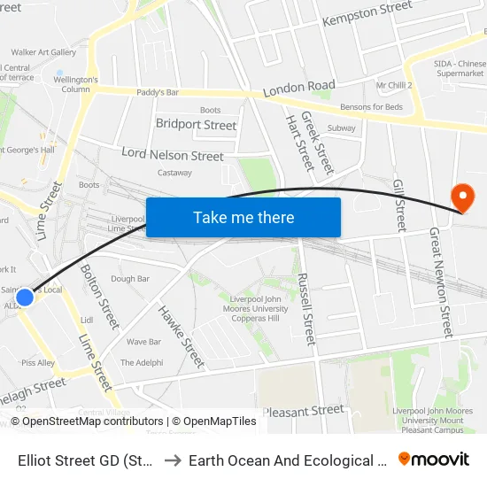 Elliot Street to Earth Ocean And Ecological Sciences map