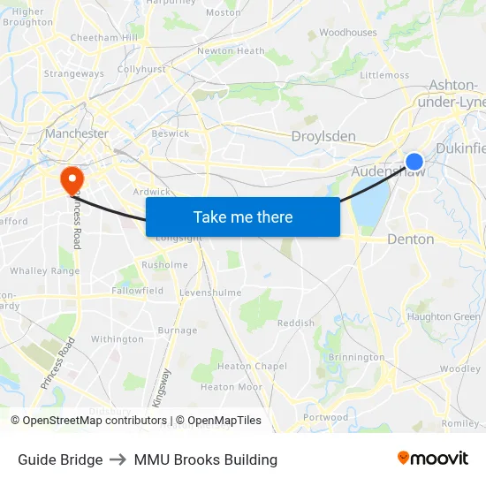 Guide Bridge to MMU Brooks Building map
