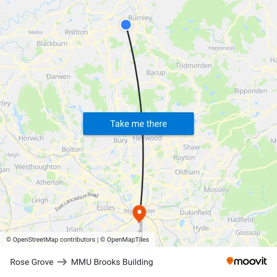 Rose Grove to MMU Brooks Building map