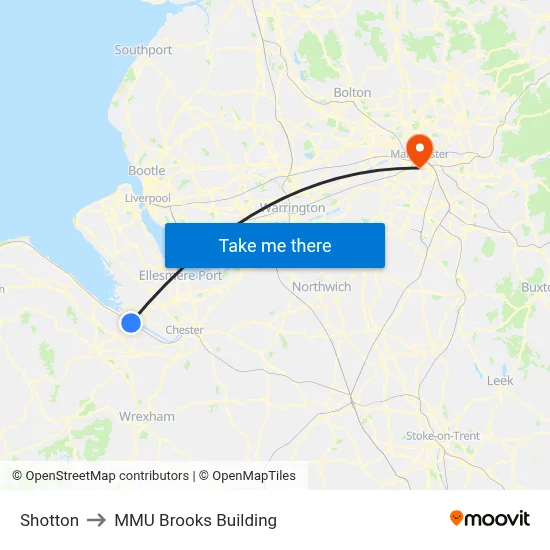 Shotton to MMU Brooks Building map