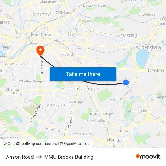 Anson Road to MMU Brooks Building map