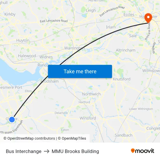 Bus Interchange to MMU Brooks Building map