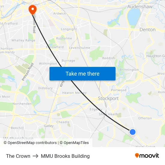 The Crown to MMU Brooks Building map