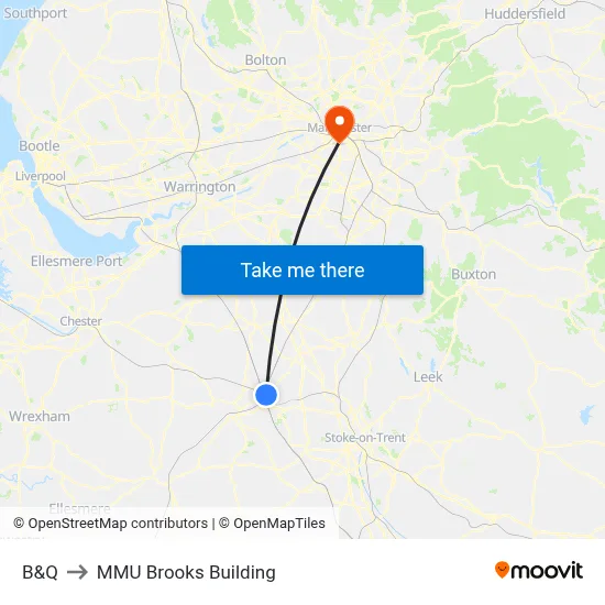 B&Q to MMU Brooks Building map