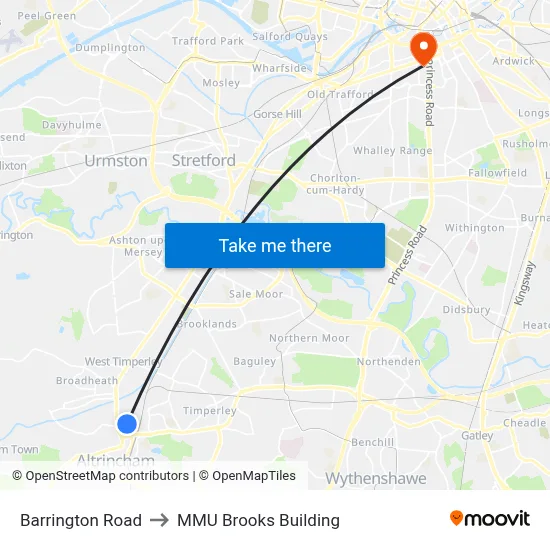 Barrington Road to MMU Brooks Building map