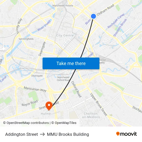 Addington Street to MMU Brooks Building map