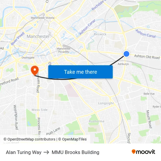 Alan Turing Way to MMU Brooks Building map