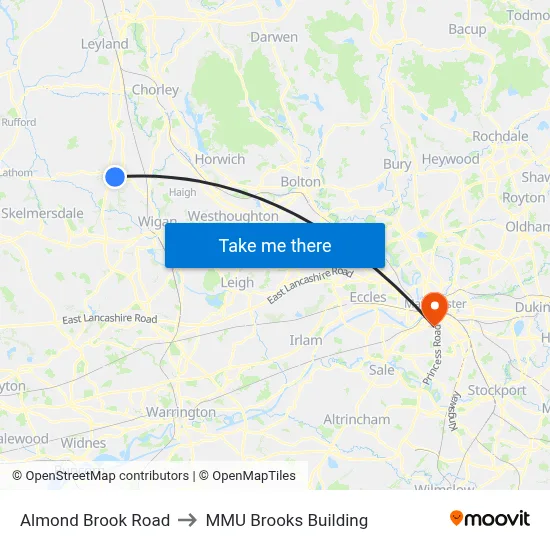 Almond Brook Road to MMU Brooks Building map