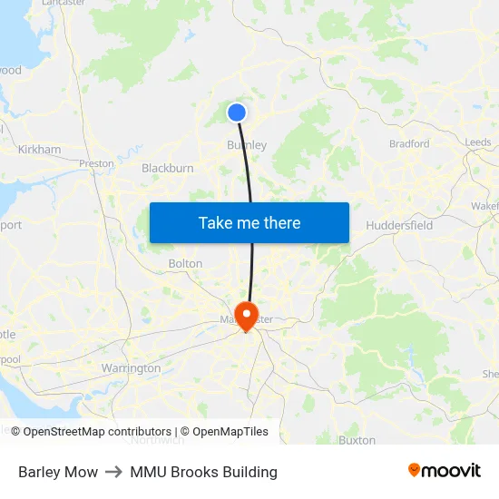Barley Mow to MMU Brooks Building map