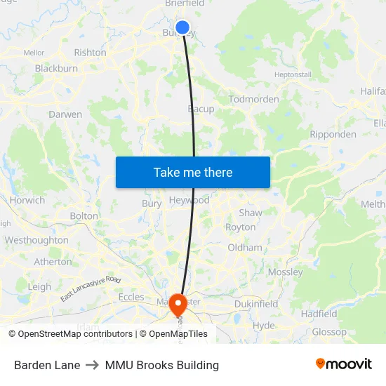 Barden Lane to MMU Brooks Building map