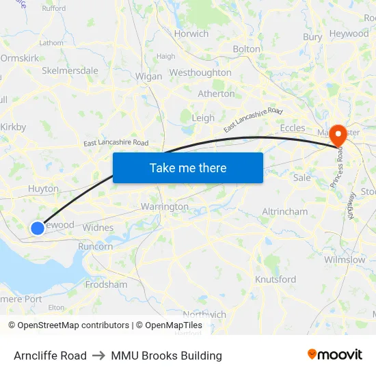 Arncliffe Road to MMU Brooks Building map