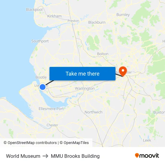 World Museum to MMU Brooks Building map