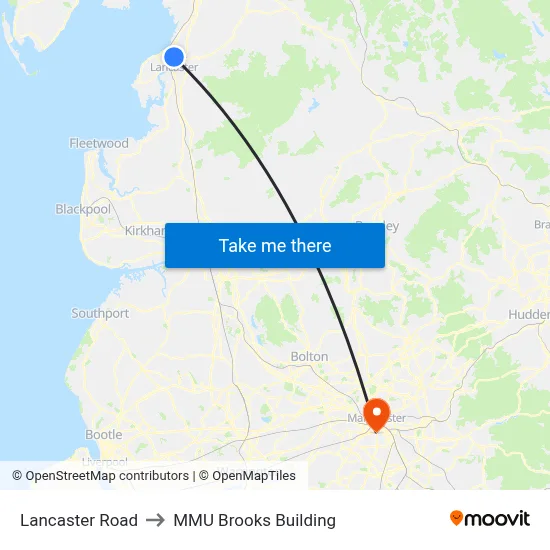Lancaster Road to MMU Brooks Building map