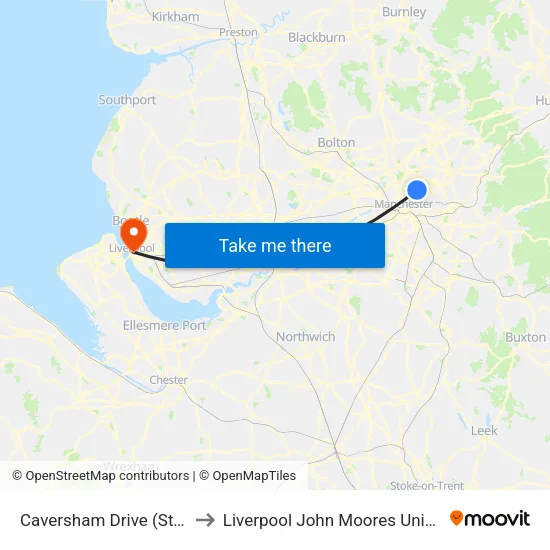 Lidl Harpurhey to Liverpool John Moores University map