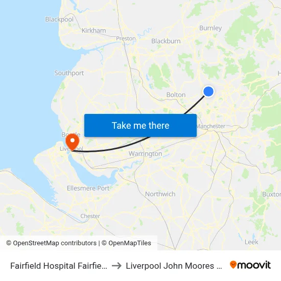 Fairfield Hospital Fairfield House to Liverpool John Moores University map
