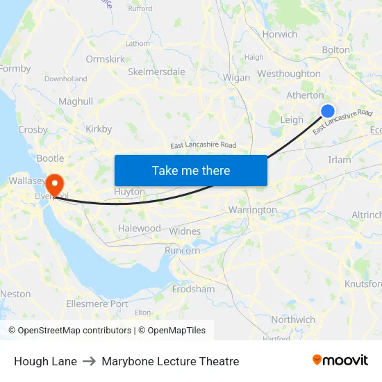 Hough Lane to Marybone Lecture Theatre map