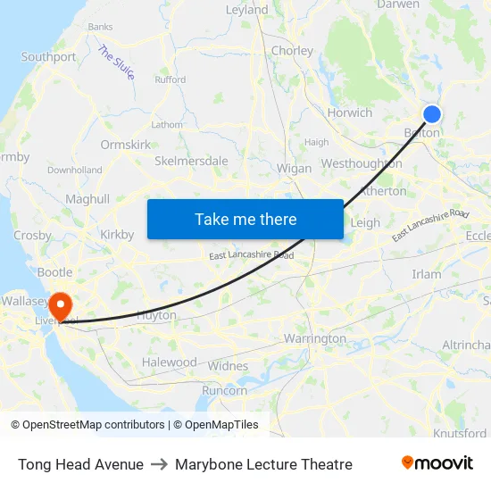 Tong Head Avenue to Marybone Lecture Theatre map