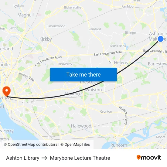 Ashton Library to Marybone Lecture Theatre map
