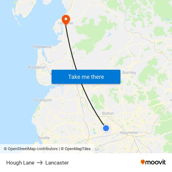 Hough Lane to Lancaster map