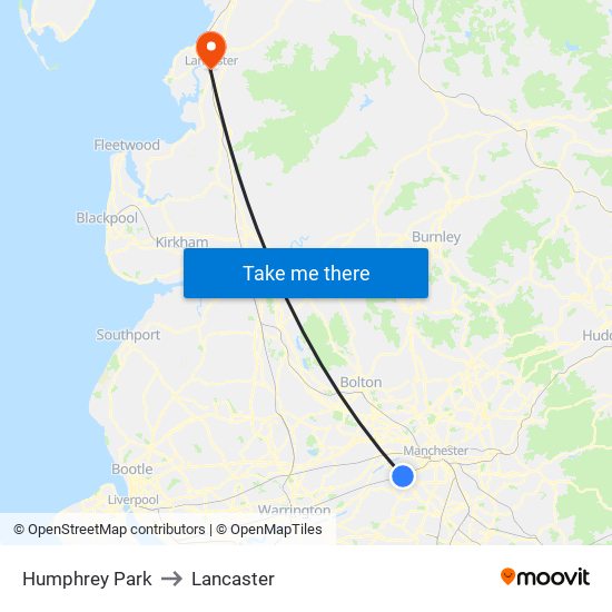 Humphrey Park to Lancaster map