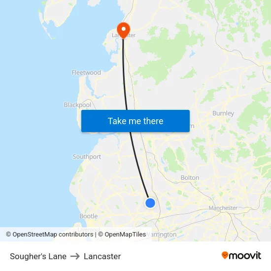 Sougher's Lane to Lancaster map