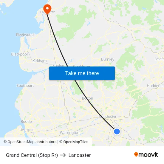 Grand Central to Lancaster map