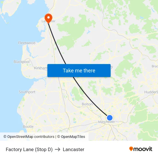 Factory Lane to Lancaster map