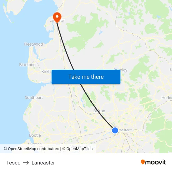 Tesco to Lancaster map