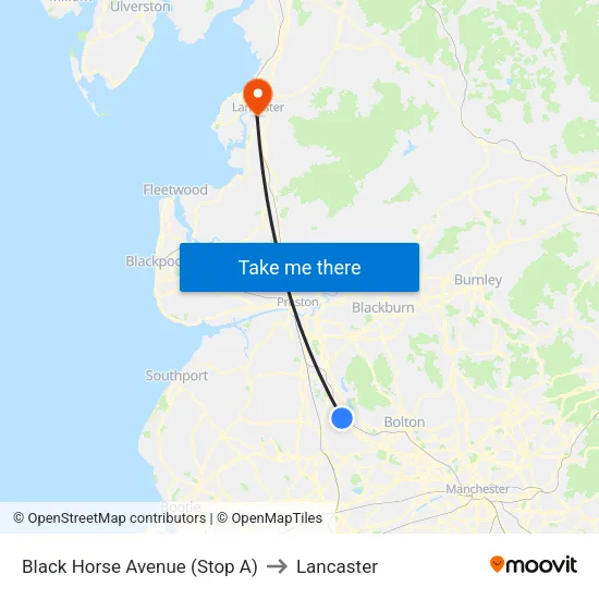 Black Horse Avenue to Lancaster map