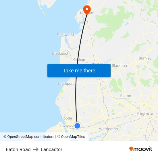 Eaton Road to Lancaster map