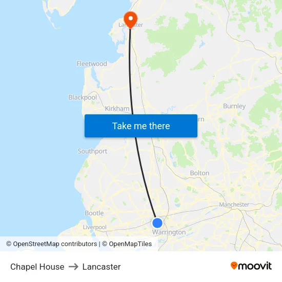 Chapel House to Lancaster map
