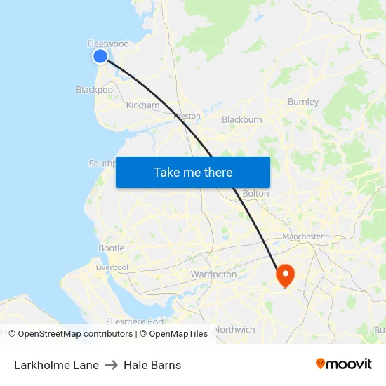 Larkholme Lane to Hale Barns map