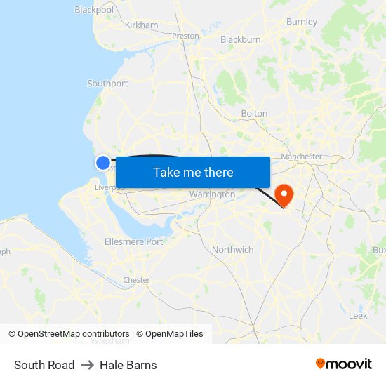 South Road to Hale Barns map