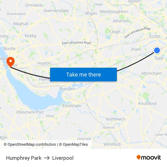 Humphrey Park to Liverpool map