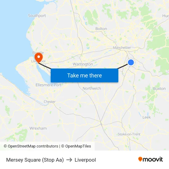 Mersey Square to Liverpool map