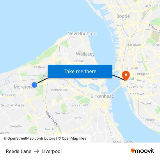 Reeds Lane to Liverpool map